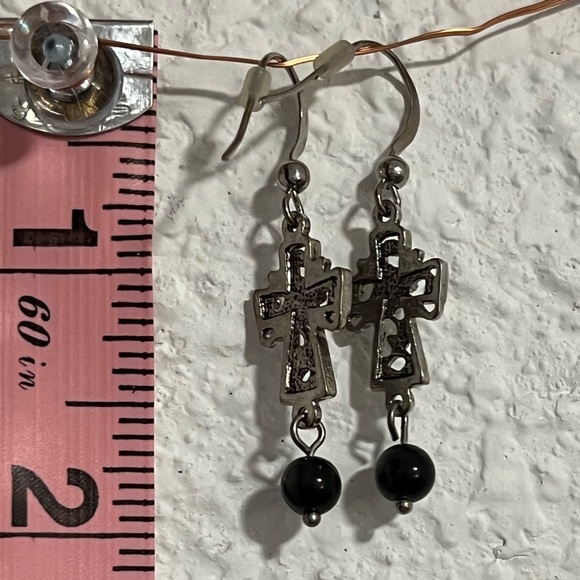 Gothic Cross Dangly Earrings - Picture 2 of 2